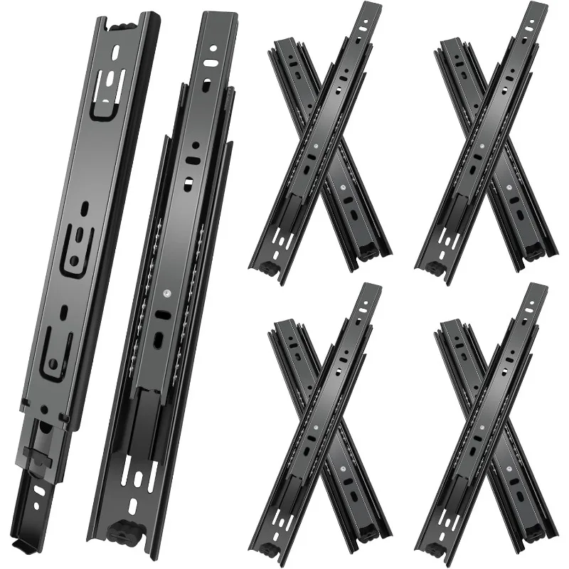 Ultra-Narrow Steel Drawer Slides with Three-Section Ball Bearings (1 Pair, 8-22 Inches)