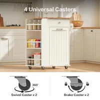 Kitchen Islands with Trash Can Storage and Folding Tabletops; Portable Kitchen Islands with Wheels, Customizable 4