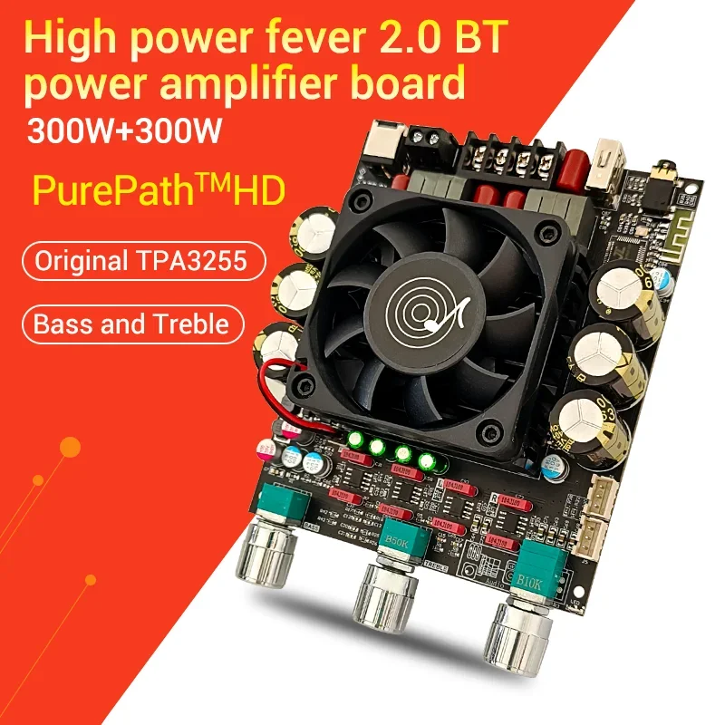 Amplificatore Bluetooth 2.1 Canali TPA3255 - 220Wx2 + 350W, Con Ingressi AUX/USB, Telecomando, Protezioni Integrate