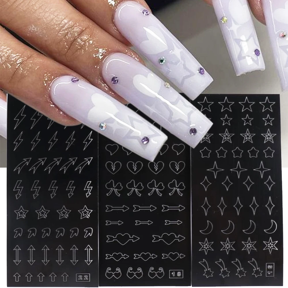 Plantillas de aerógrafo para uñas, pegatinas huecas para uñas, guías de  manicura francesa NTPHT, mariposa, estrellas, corazón, 1/2/3 unidades -  AliExpress