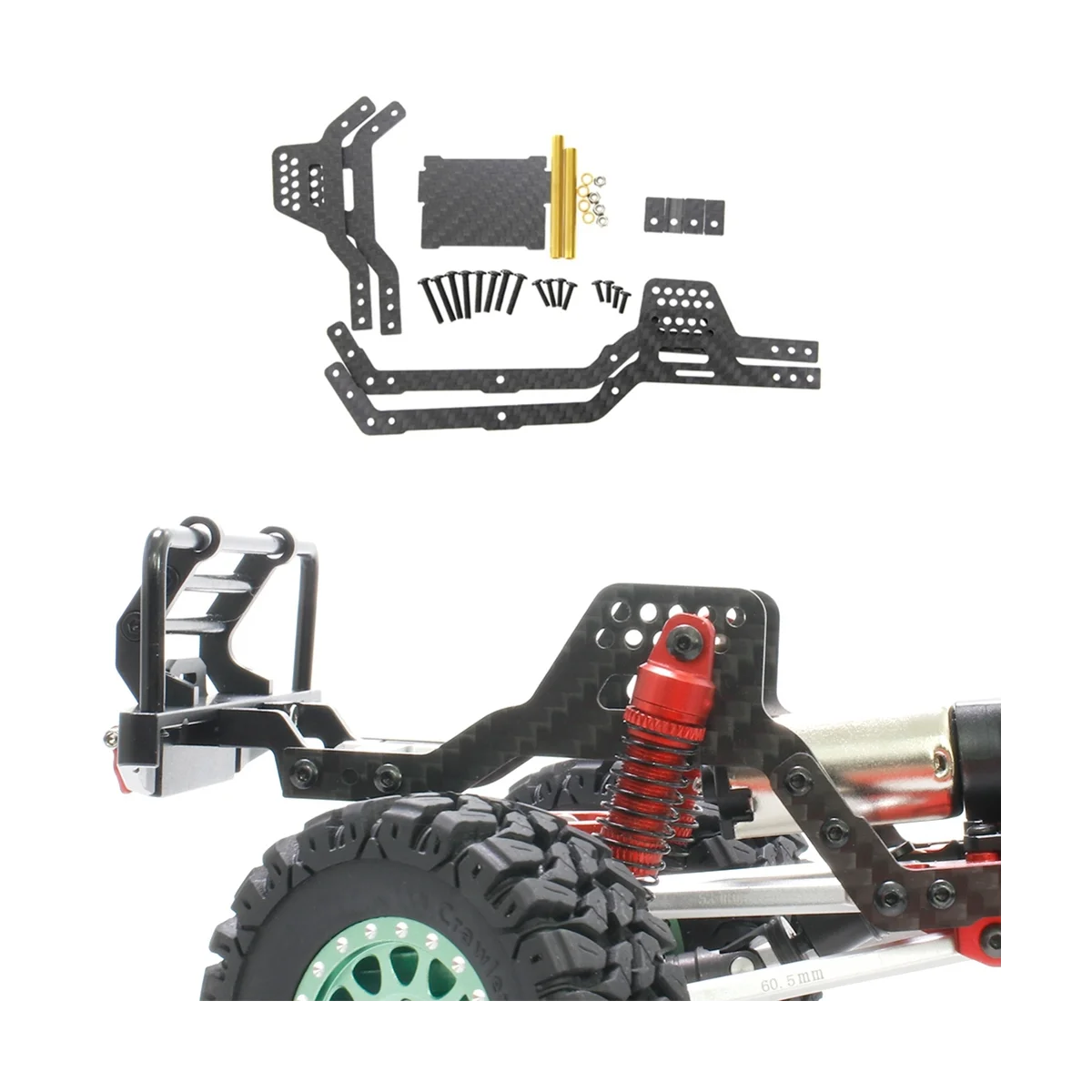 LCG Carbon Fiber Chassis Kit Frame Girder Rail for TRX4M 1/18 RC Crawler Car Upgrade Parts Accessories