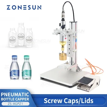 ZONESUN ZS-XGPZ1 Pneumatic Bottle Capping Machine Semi-Automatic Screw Capper Foot Pedal for Plastic Bottles Water Juice Beverag 1