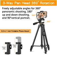 Tripod,60" Camera Tripod with Travel Bag,Cell Phone Tripod with Remote,Professional Aluminum Portable Tripod Stand - Image 3