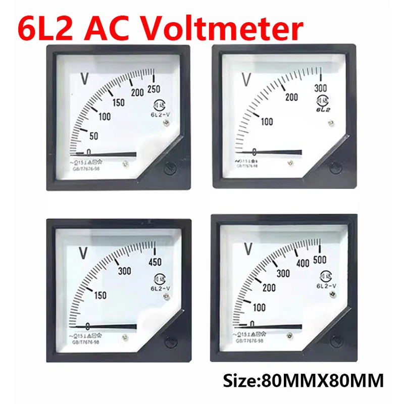 1PC 6L2-V 250V 300V 450V 500V 750V AC Analog Meter Panel Gauge AC Voltage Current Meter 80*80MM Voltmeter Voltimetro Pointer 2 52mm car voltmeter 8 16v 18 32v pointer 12v 24v volt gauge voltage meter yellow light car meter