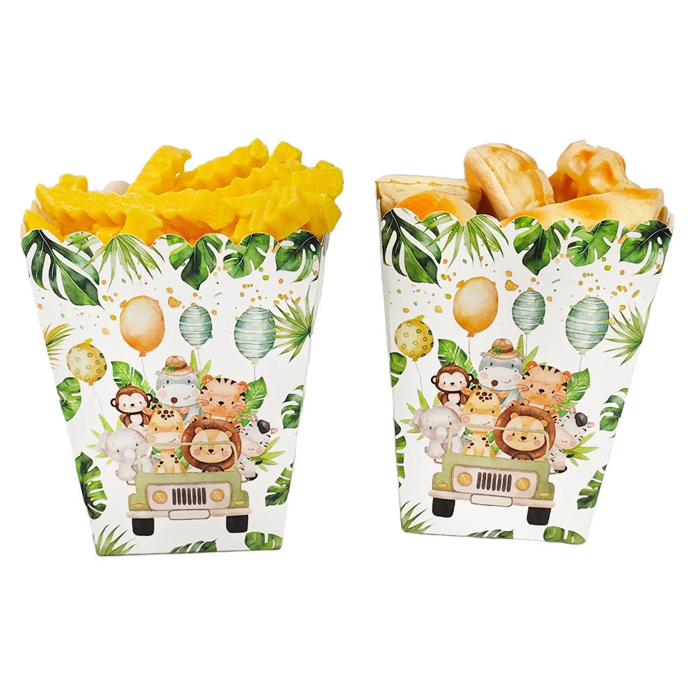 Caixas para pipoca tema animais da selva para aniversário_voghion.com