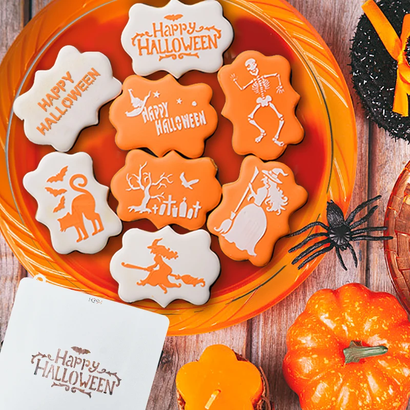 Description Picture 5 of itemHalloween Cookie Coffee Spray Stencil Template Biscuit Cutter Fondant Cake Mold DIY Halloween Party Decoration Baking Tool Favor