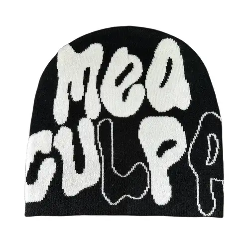 Mea Culpa Knitting Beanies Hat For Women Men Couple Y2K What's In Fashion Bonnet Kpop Wool Skullies Hoods Lady Caps Gorro шапка - Image 6