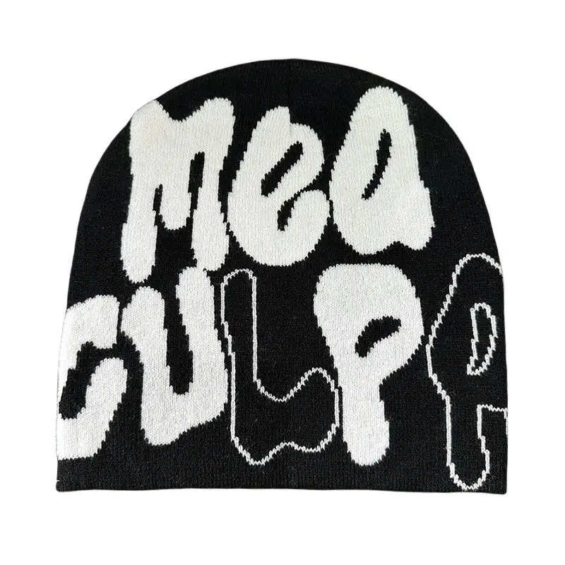 Mea Culpa Knitting Beanies Hat For Women Men Couple Y2K What's In Fashion Bonnet Kpop Wool Skullies Hoods Lady Caps Gorro шапка - Image 6
