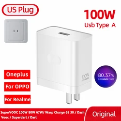 OnePlus Supervooc 80W Fast Charging USB Type A Power Adapter with Cable - 100w US charger (Only charger)