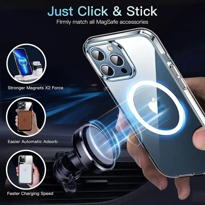 Transparent Wireless Charging Phone Case for iPhone 15 pro max TPU Magnetic Suction Cell for iPhone 12 Mini 13 14 X Xs XR Case phone case iphone case magnetic wireless charging case phone protector cover magnetic case magsafe case