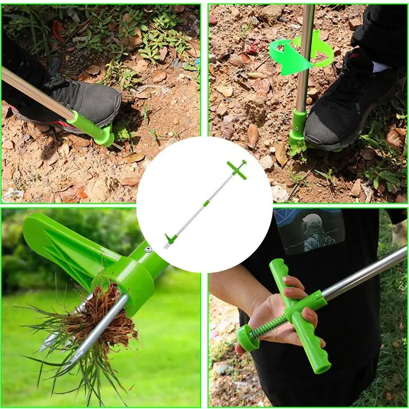 정원 잡초 제거 도구 스탠드 업 풀러, 잡초 원예 핸드 잡초, 발 페달 포함, 잔디 잡초용 조정 가능한 뿌리 제거 도구