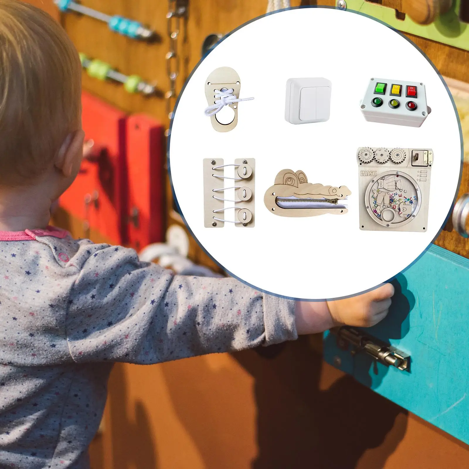

6Pcs Toddlers Busy Board Sensory Board Parts for Children Toddlers Preschool