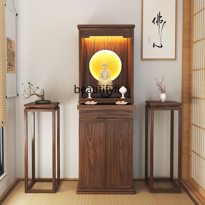 

Solid Wood Chinese Style Clothes Closet Buddha Cabinet Household Minimalist Bodhisattva Cabinet Living Room Altar Cabinet