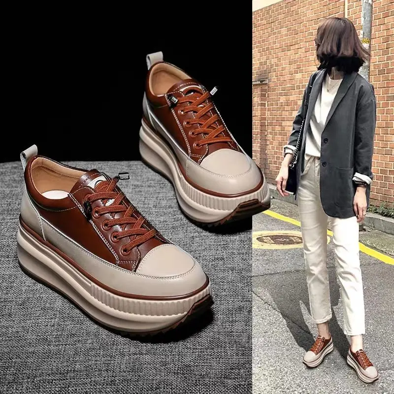 Winter Women Chunky Sneakers Warm Casual Vulcanized High Platform Boots 7CM Lace Up High Top Leather women shoes casual sneakers women sneakers