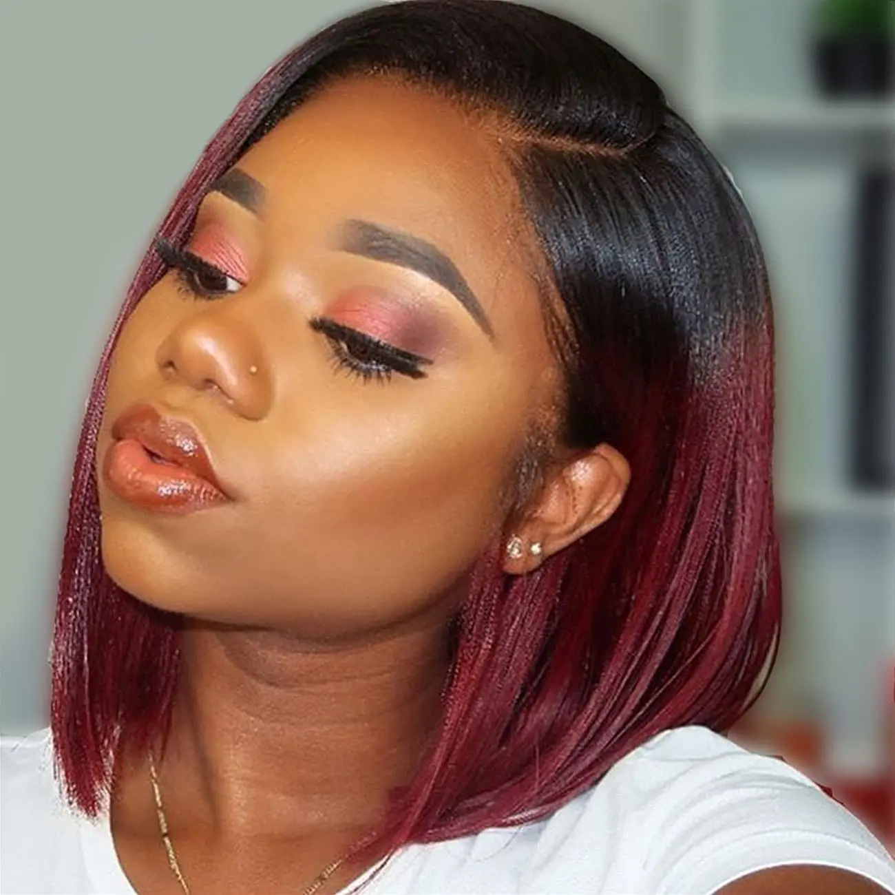 

YATUWIN Hair 1B/99J Short Bob Lace Front Human Hair Wigs13x4 Bob Wigs Pre Plucked Hairline Natural Wigs For Black Women Hair Wig