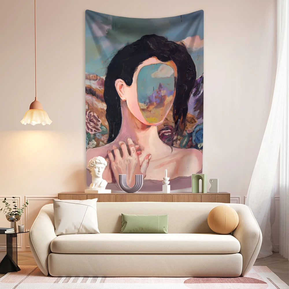 

Fantastic And Grotesque Tapestry Surrealism Oil Painting Printed Large Fabric Of Home Decor Wall Hanging Living Room Backdrop