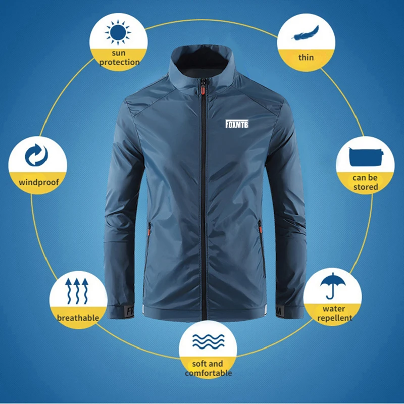 Summer Men Windproof Waterproof Cycling Jacket FOXMTB MTB Cycle Long Sleeve Windbreaker Anti-UV Mountain Bike Downhill Clothing