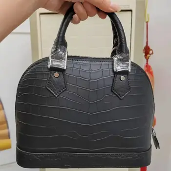 2023 New Luxury Crocodile Leather Lady's Handbag Fashion Genuine Leather Women Shoulder Bag Business Large Capacity Shell Bag 45