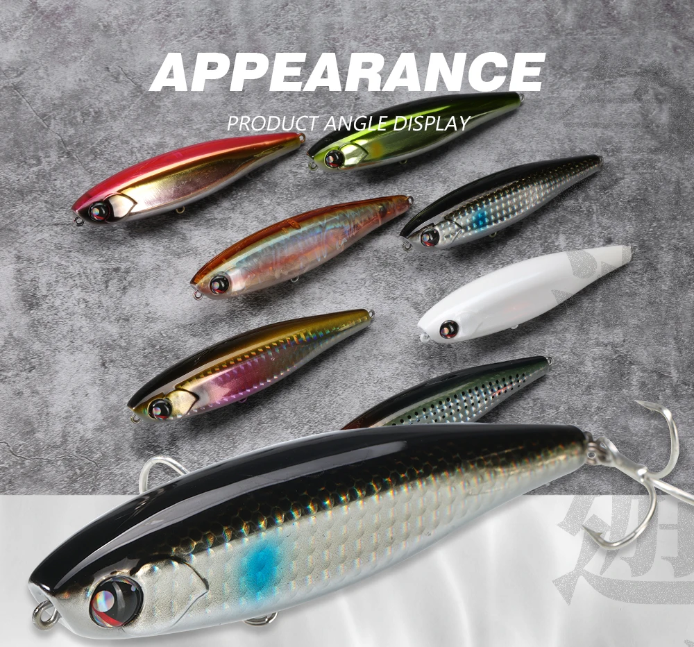 Hunthouse Topwater Bleistift-Angelköder, schwimmender Rasselball, harter Köder, WTD-Oberfläche, 100 mm, 17,6 g, Salzwasser für Hecht, Barsch, Fischgerät – Detail 8