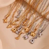 E.B.belle Mini Bubble 26 Initial Letter Pendant Paper Clip Necklace 18K Gold Plated Stainless Steel  Hypoallergenic Decoration