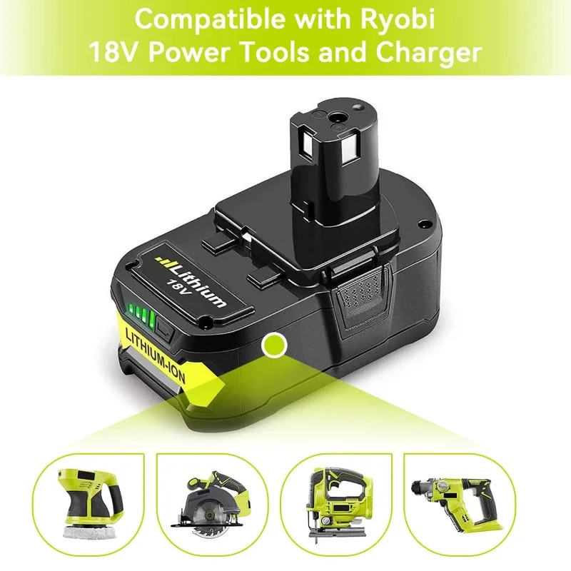 2 Pack 5500mAh P108 Replacement for Ryobi 18v Batteries, 18v 5.5Ah Li-ion Replacement Battery for Ryobi P107 P106 P Batteries