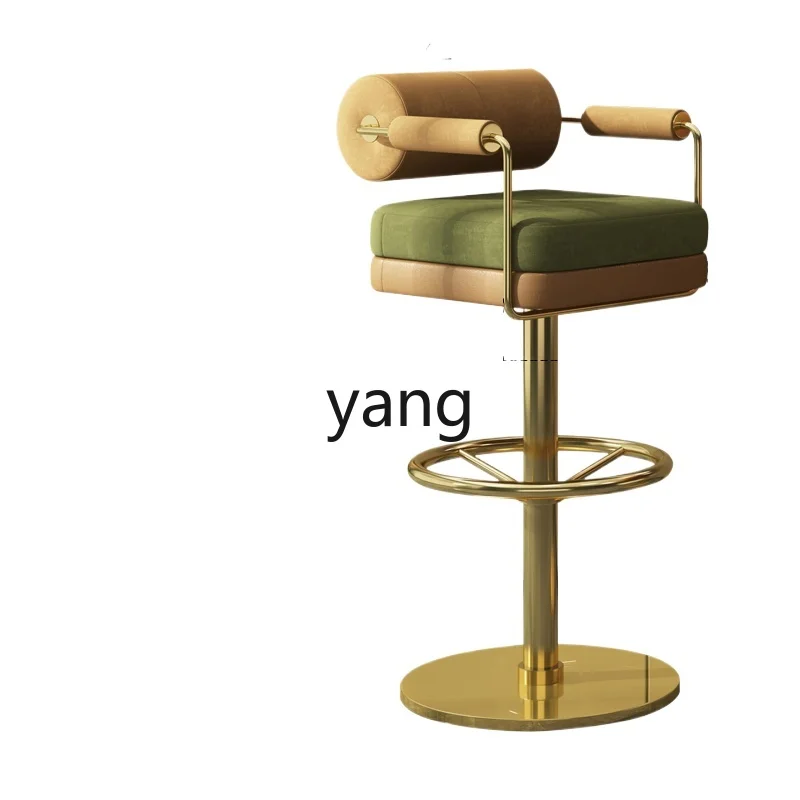 

Yjq Light Luxury Rotating Backrest Bar Counter Bar Chair High Stool Kitchen Island Club Front Desk Bar Stool