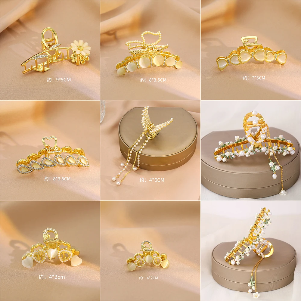

New Women Metal Hair Claw Elegant Handmade Retro Chinese Style Hair Claws Crabs Hairpins Flower Butterfly Hairwear Accessories