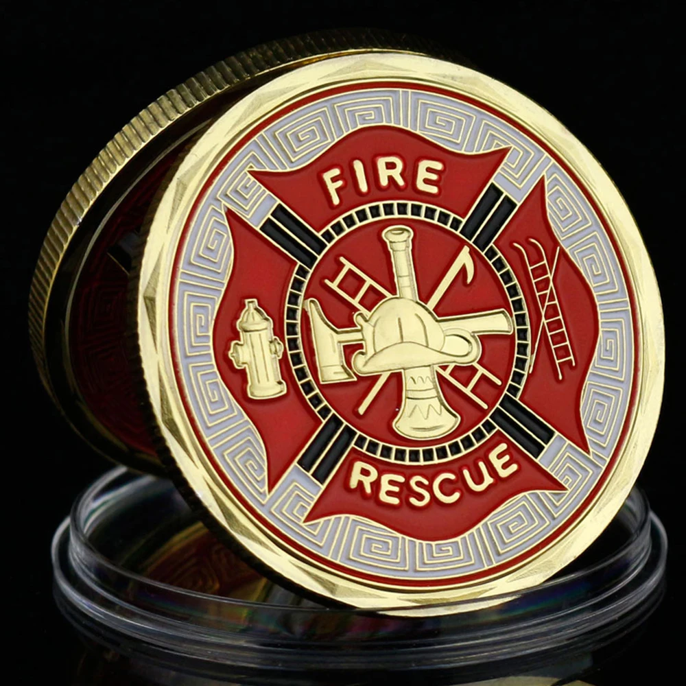 American Firefighter Patron St. Florian Moneta Commemorativa Moneta Da Sfida Placcata In Oro