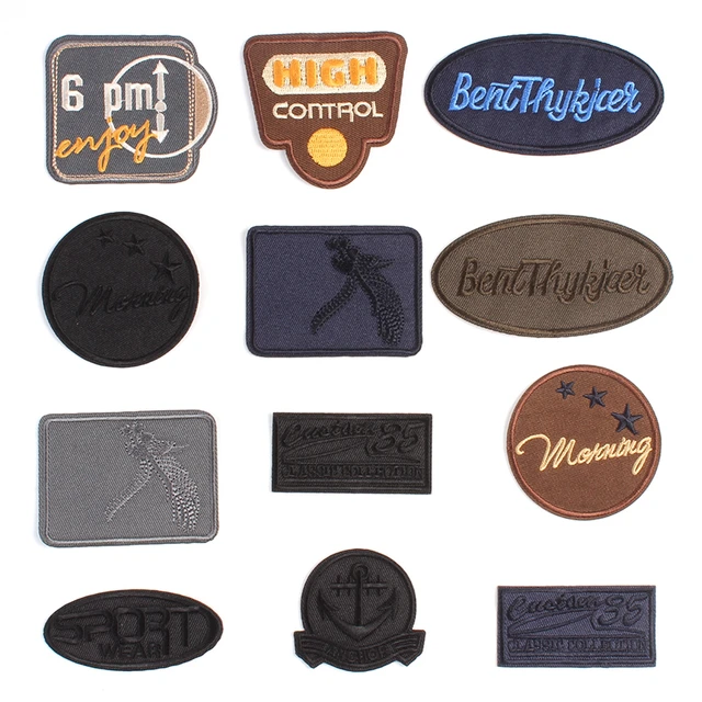 10pcs Black Patches Iron On Clothes Badge Embroidered Appliqued for Jeans  Coats Shirts Sewing Handbags Hats
