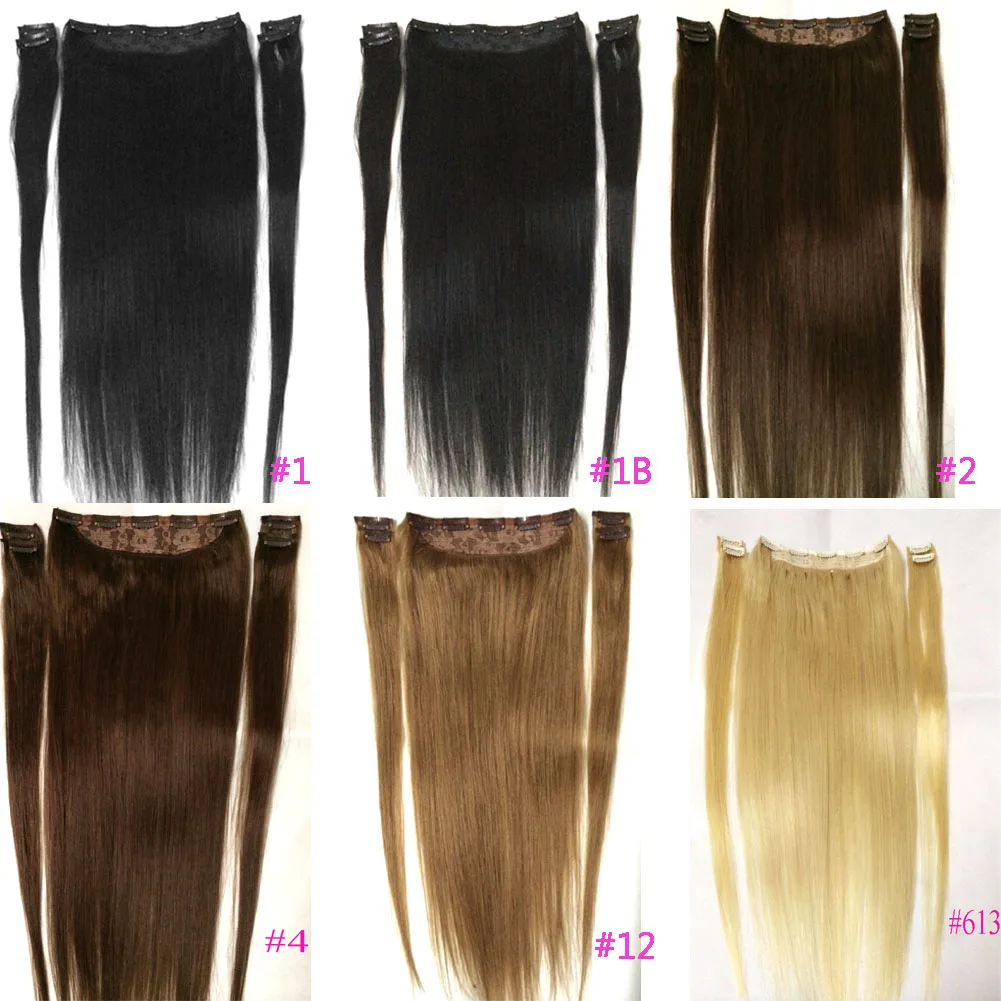 ZZHAIR Human Remy Hair Extensions 16"-28" 5 Pcs Set 9 Clips-in 100g-200g Natural Straight