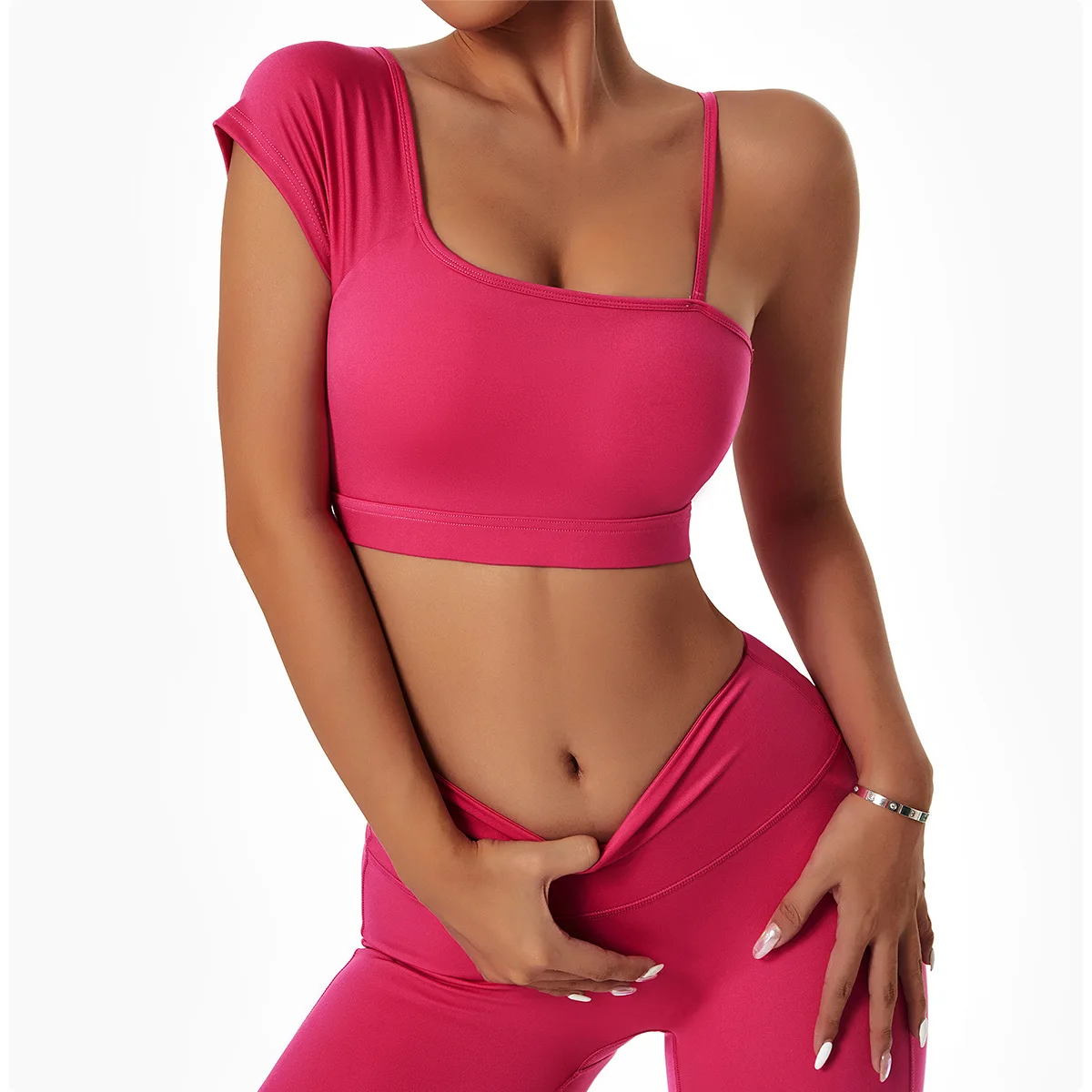 

Irregular Sleeves Workout Clothes for Women 2 Pieces Sets Womens Outfits Gym Clothing Quick Dry Yoga Set Bra Legging Sports Suit