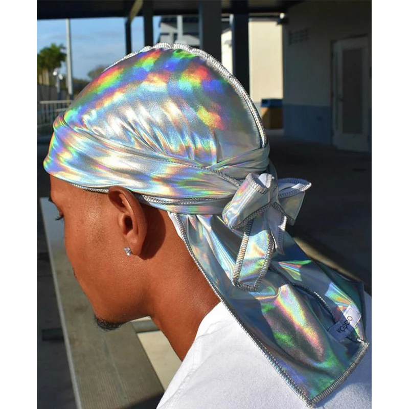 

2023 New Unisex Silk Satin Durags Bandanas Turban Hat Longtail Pirate Long Ribbon Durag Biker Headwear Headband Hair Accessories