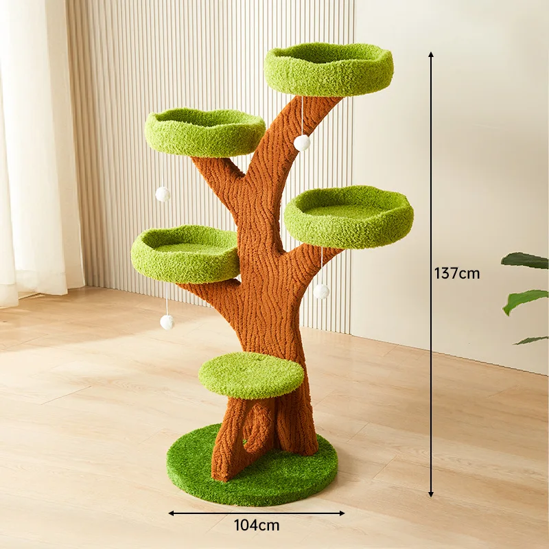 Modern Luxury Cat Scratching Post Wood Tower With Sisal Trees Climbing Frame And Luxury Tree House