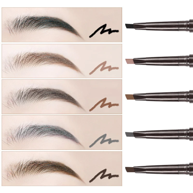 

Waterproof Matte Eyebrow Pen Makeup Double Head Lasting Black Brown Grey Non-Smudged Eye Brow Pencil Tint with Brush Cosmetics