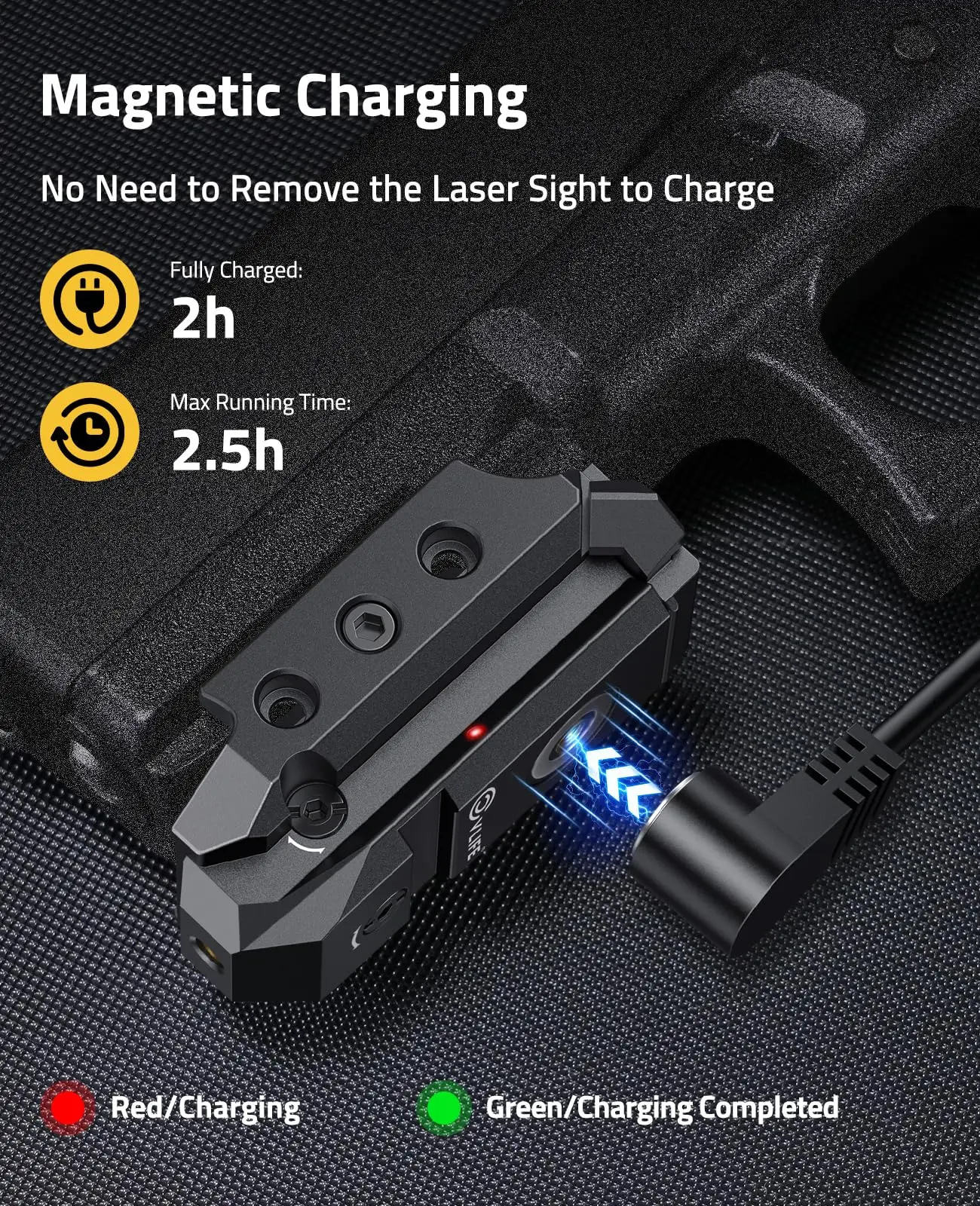 MIDTEN Rechargeable Green Laser Sight Pistol Upgraded Low-Profile Sight Magnetic Charging Port laser sight