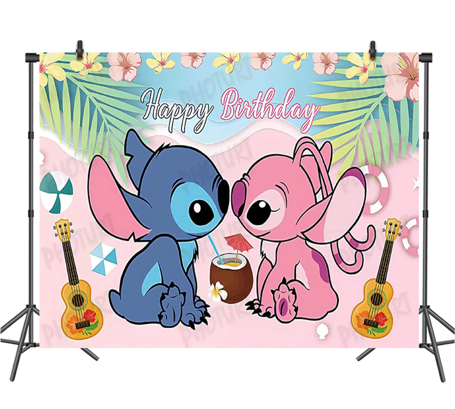 Toile de Fond Thème de la Série Disney Stitch pour ixd'Anniversaire,  Bannière de Photographie, Décoration, Cadeau d'Anniversaire pour Enfant -  AliExpress