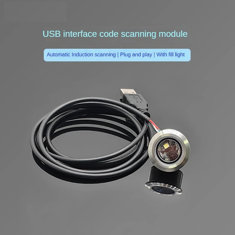 GM861 USB 인터페이스 1D 2D 바코드 QR 코드 바코드 스캐너 모듈, 스테인레스 스틸 스레드 필 라이트 포함, 사용하기 쉬움