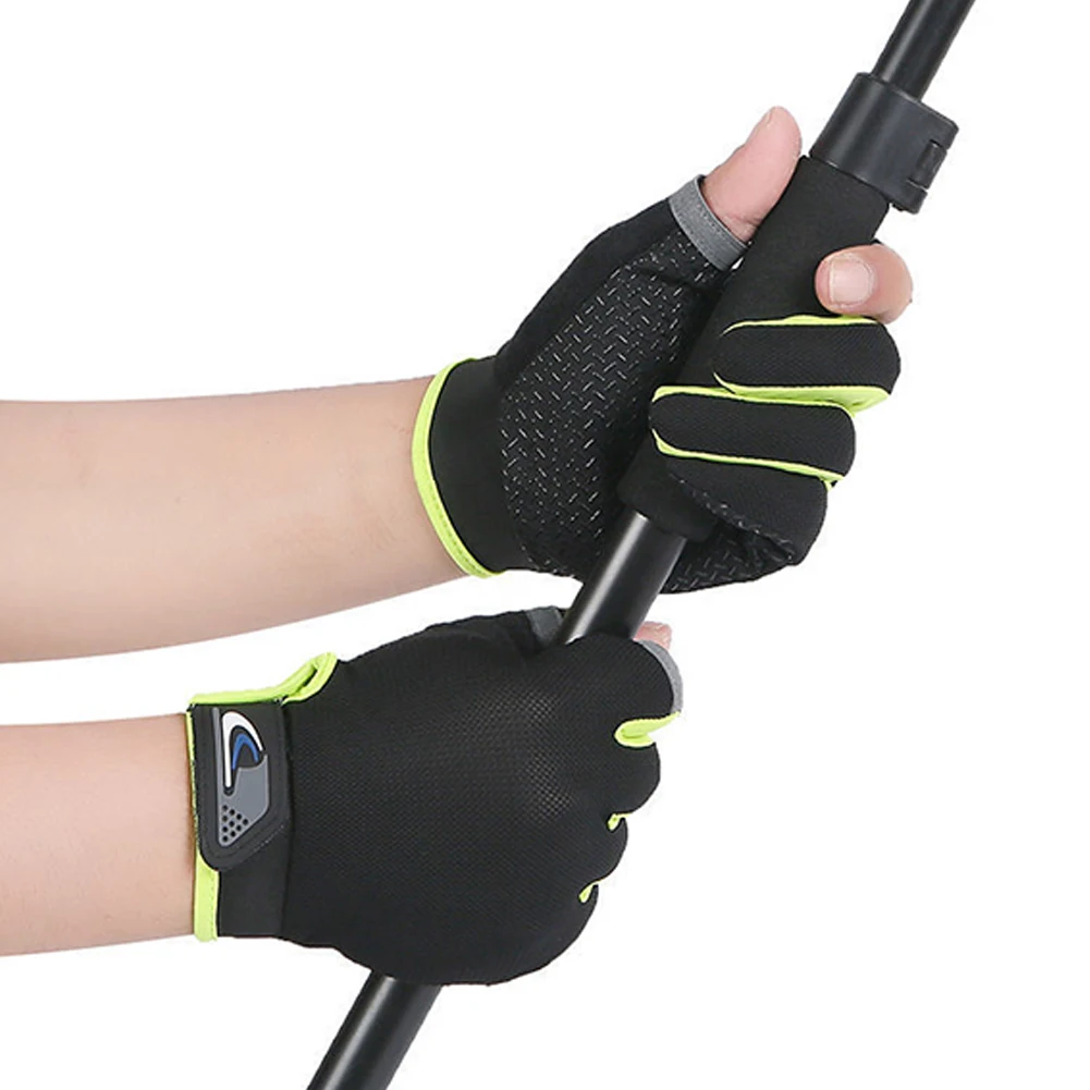 Sommer Frühling Angelhandschuhe für Männer Radfahren Zwei fingerlose Anti-Rutsch-Handschuhe atmungsaktiv zum Angeln Fahren Köder Kneten Handschuhe – Detail 1
