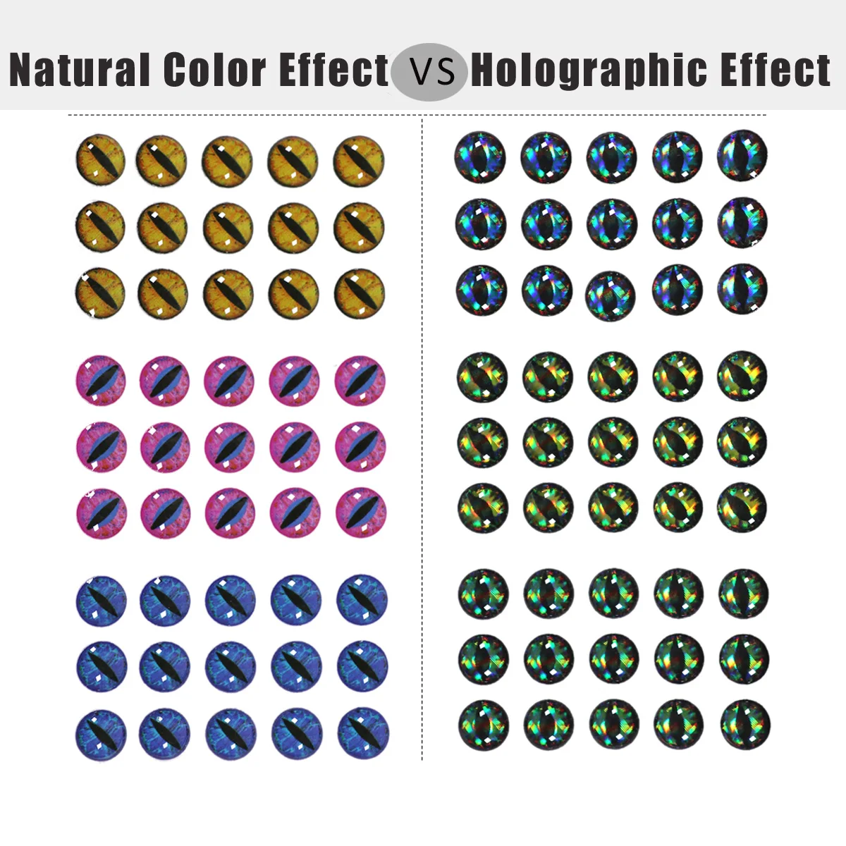 Wifreo 183PCS Holographic 3D 4D Epoxy Fish Eyes For Fly Tying Streamers Fishing Lures Wood Plastic Lure Making 3mm 4mm 5mm 6mm
