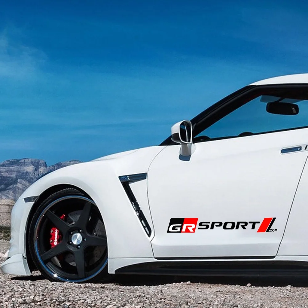 도요타 GR 스포츠 GR GAZOO RACING CHR Corolla Hilux Prad Yaris용 자동차 도어 바디 스티커, 자동차 사이드 도어 비닐 데칼 스티커, 2 개