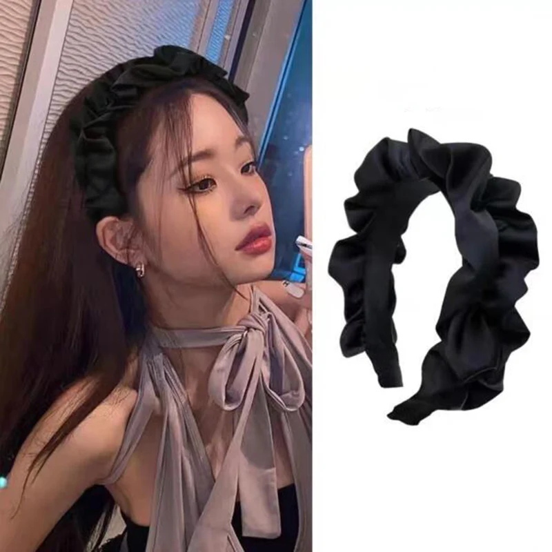 

Lystrfac Korean Solid Color Women's Fashion Fabric Headband for Women Padded Pleated Hairband Female Hair Hoop Hair Accessories