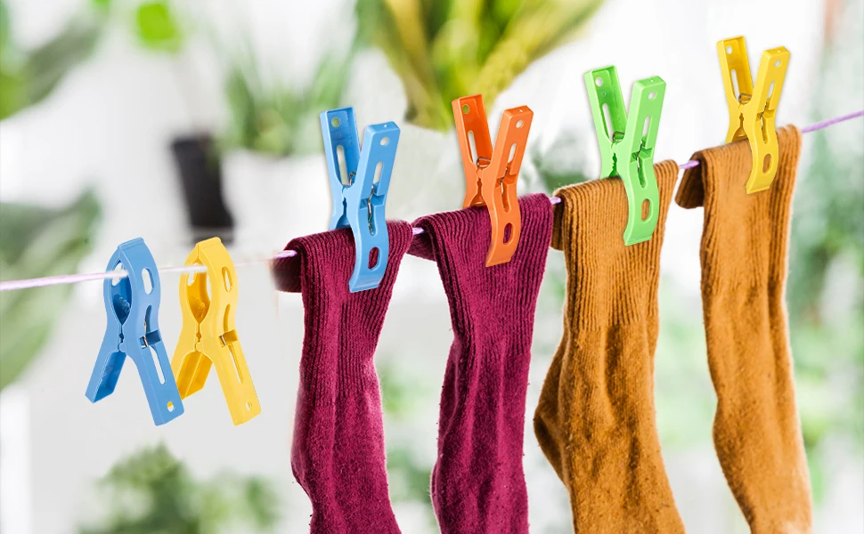 Clothes Pegs Beach Towel Clips 8pcs Large Plastic Clothespin Home Wardrobe Storage
