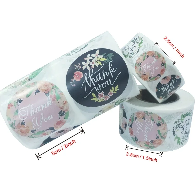 2 inch/5cm Round Floral Thank You Stickers 500pcs for Wedding Favors Party Handmade Gift Envelope Seal Stationery Sticker