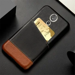 Luxury Card Slot Mixed Splice PU Leather Phone Case Cover for Moto G6 Play (Black - Brown)