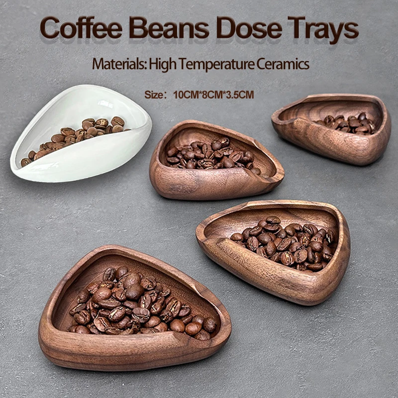 Coffee Accessories Coffee Powder Dish Beans Dose Trays Espresso Dosing Cup Wooden/High Temperature Ceramics Dosing Vessel Portable Espresso Grinder