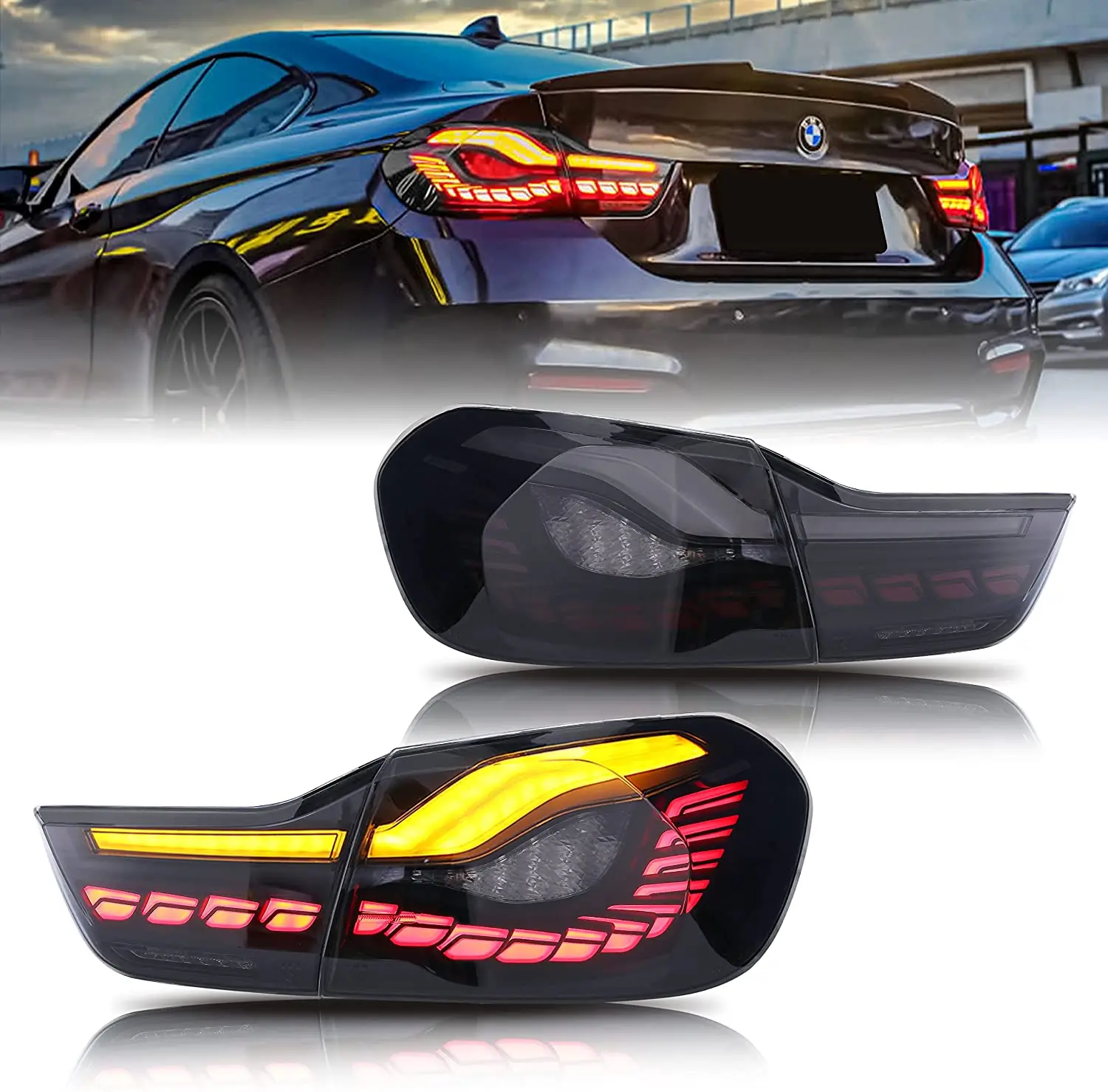 

LED Tail Lights for BMW M4 F32 F33 F36 F82 F83 2014-2020 Car DRL Rear Back Lamps Assembly Start UP Animation