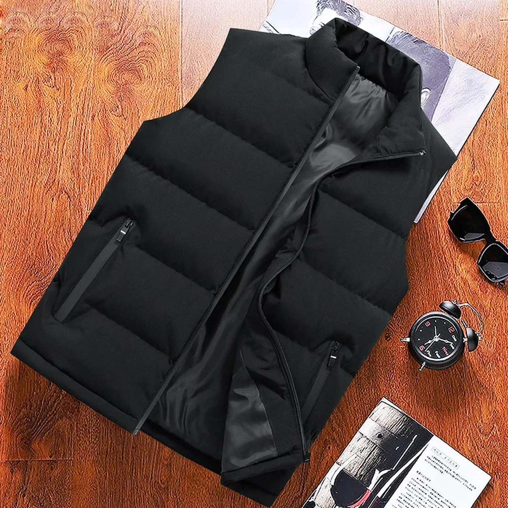 Men Winter Vest Jacket Warm Sleeveless Winter Zipper Coat Male Autumn Stand-up Collar Casual Waistcoat Plus Size Men's Clothing