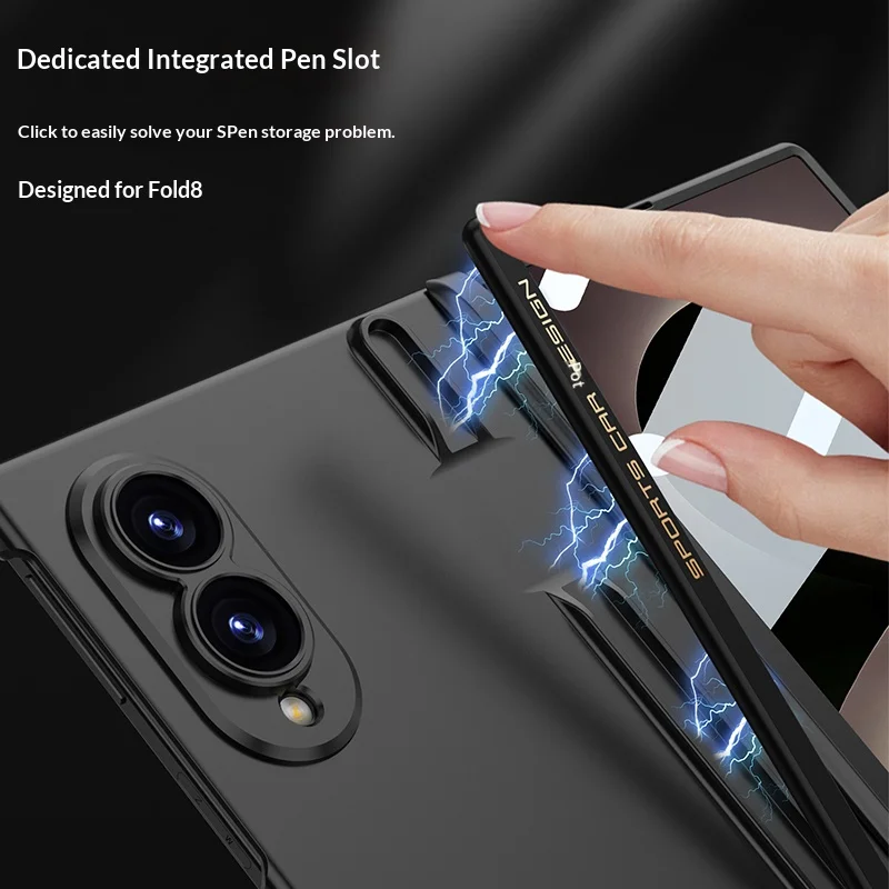Magnetic Hinge Protection Case with Built-in Screen Protector and Pen Holder