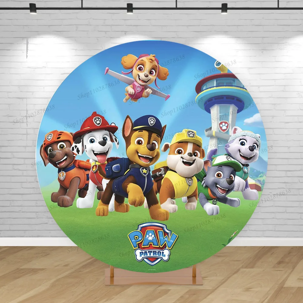 thumbnail image 1 of Fondo de fiesta de Paw Patrol, decoración circular, Chase An Ultimate Rescue, fondo para fotografía de cumpleaños de niños, pancarta decorativa, 1 of 5