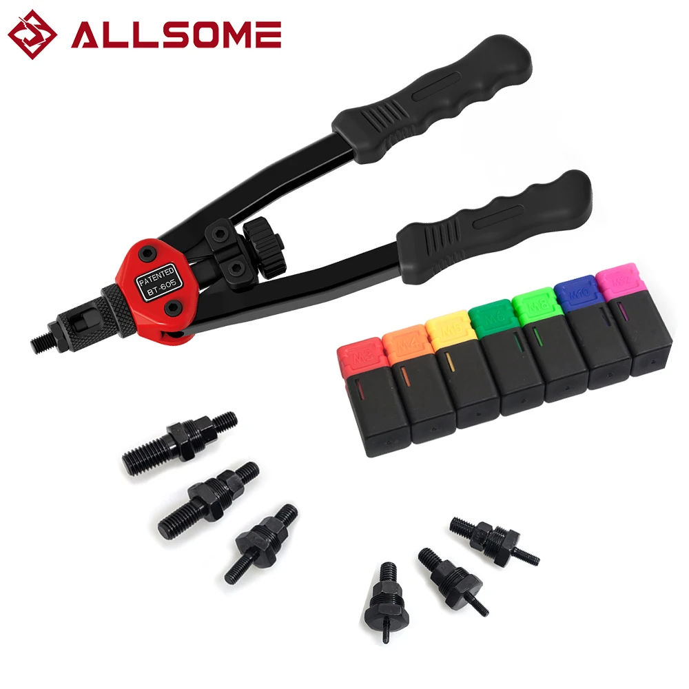 ALLSOME BT-605 Riveter Nut Guns Auto rivet tool 12" Riveter Nut tool Hand Insert Rivet Nut Tool Manual Mandrels M3 M4 M5 M6 M8